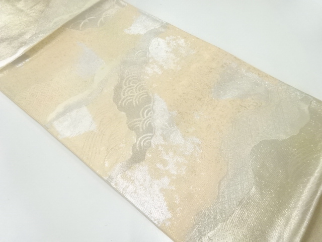 JAPANESE KIMONO / ANTIQUE FUKURO OBI / SILK / WOVEN MIST & CLASSICAL PATTERN